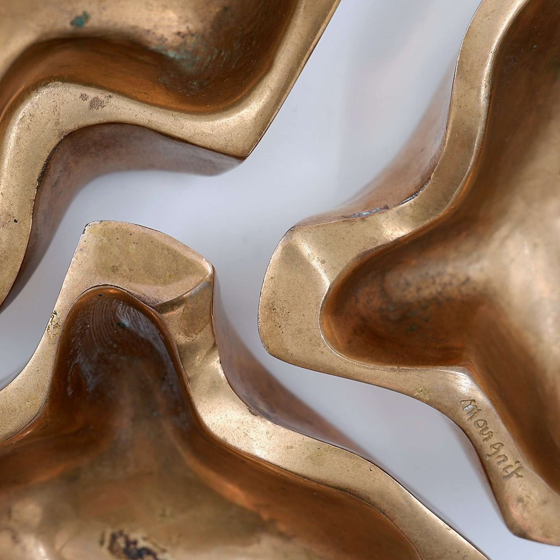 Margrit Van Nuffel Polished Bronze Trinket Trays, 1970s, Set Of 3-photo-5