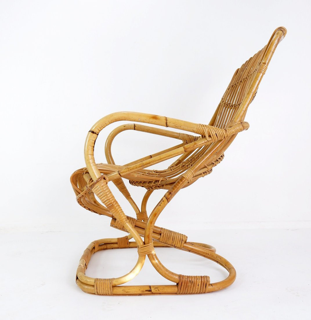 Bamboo Armchair Attributed To Tito Agnoli, 1960-photo-4