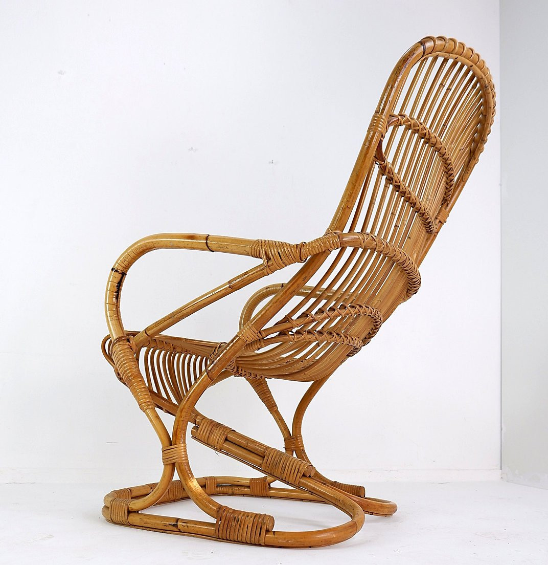 Bamboo Armchair Attributed To Tito Agnoli, 1960-photo-5
