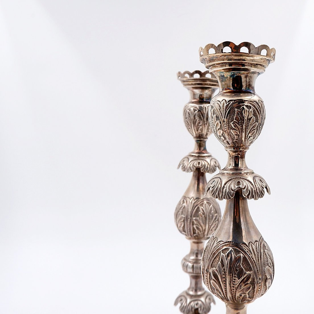  Pair Of Large 19th Century Silver Candlesticks -photo-3