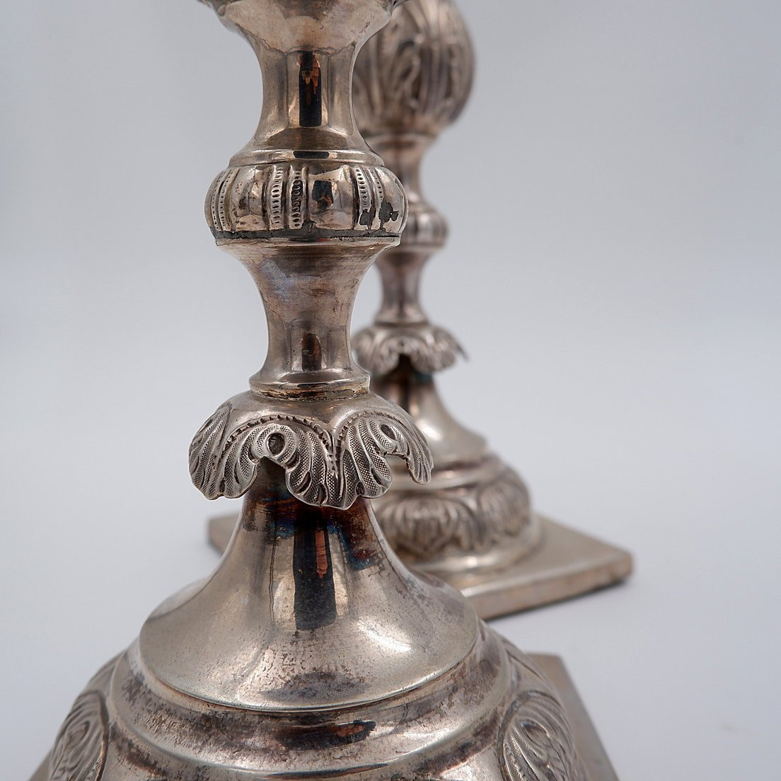  Pair Of Large 19th Century Silver Candlesticks -photo-1