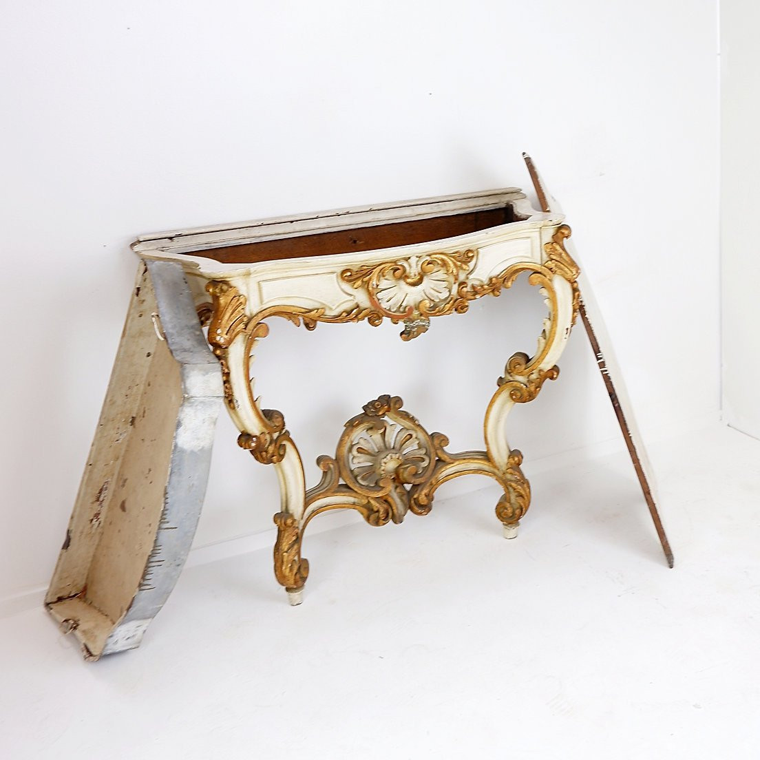 Jardinière console en bois sculpté de style Louis XVI, Italie, XIXe siècle-photo-2
