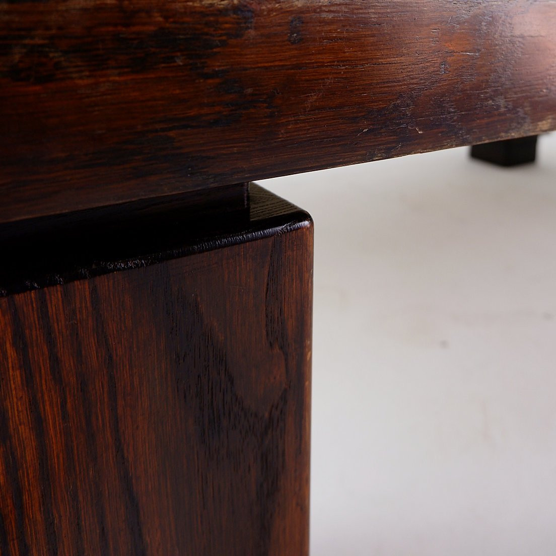 Large Wooden Coffee Table With Travertine Top-photo-2