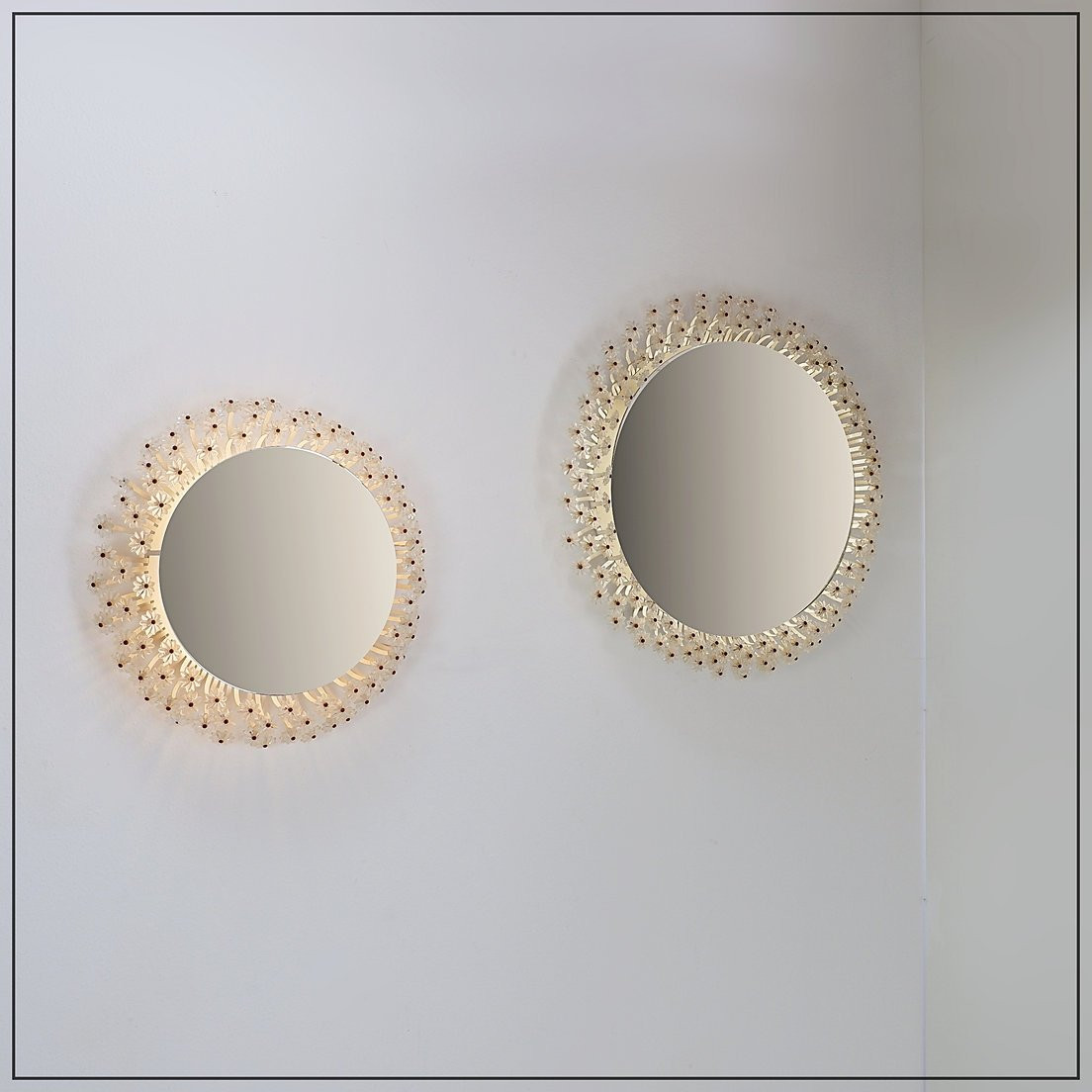 Illuminated  Flower Mirror (ø 30 Cm) By Emil Stejnar For Rupert Nikoll-photo-4