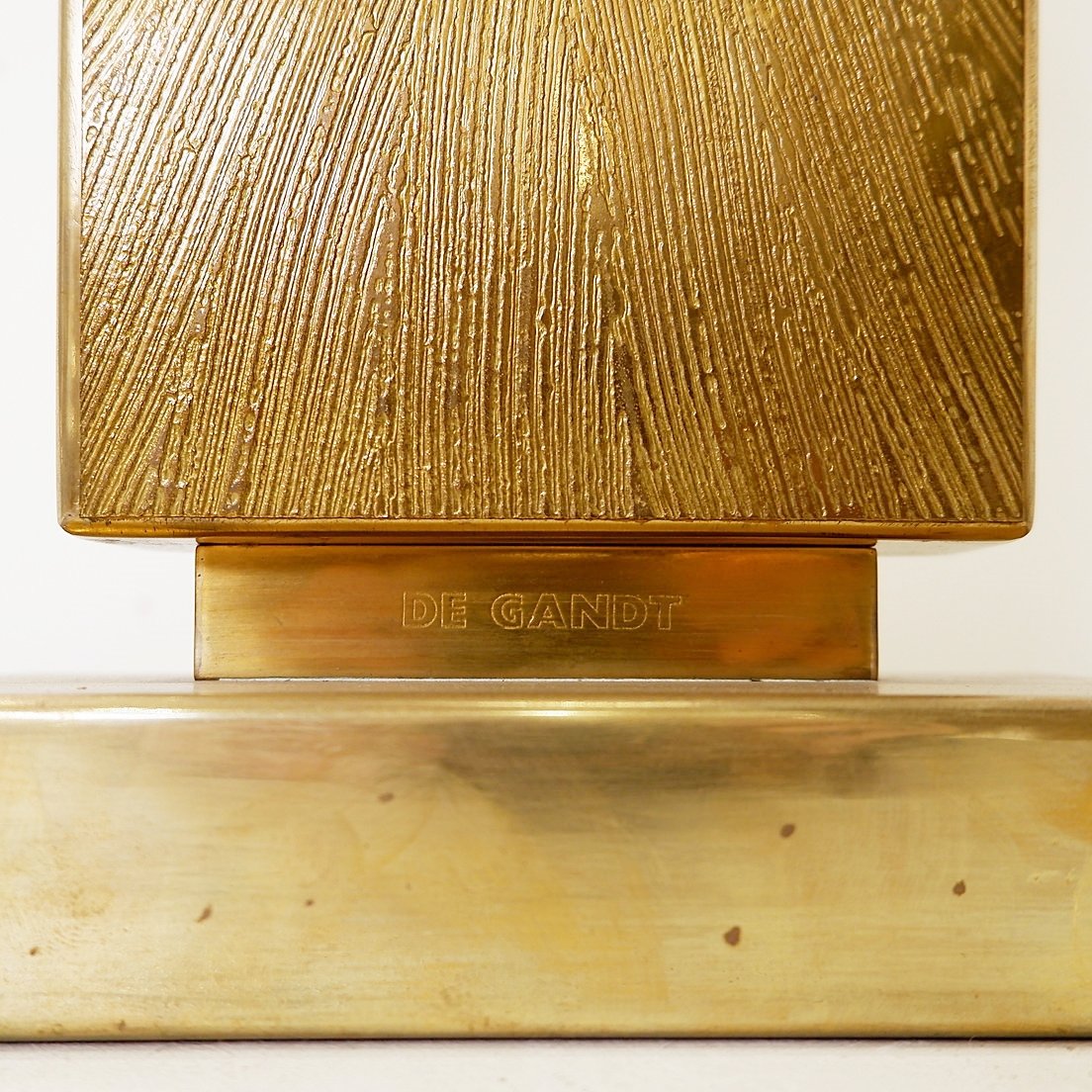 Lampe en laiton gravé par Georges Mathias - Belgique, années 1970-photo-4