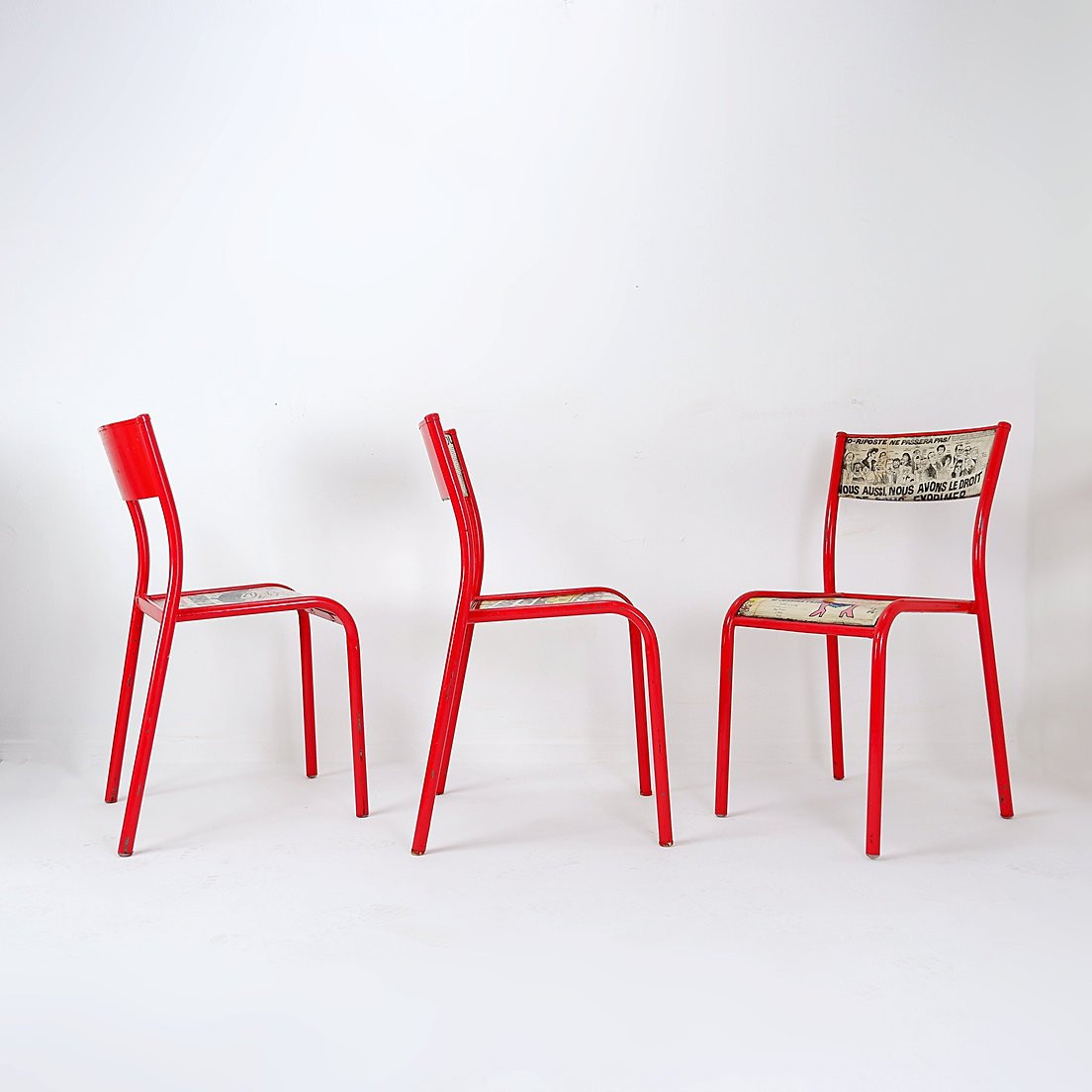 Set Of 3 Mullca 510 Chairs Revisited “charlie Hebdo”-photo-4