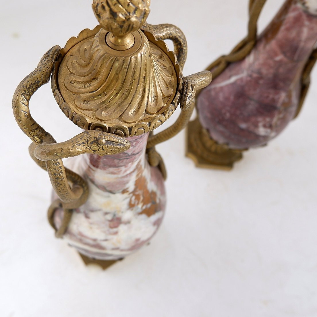 Pair Of Marble And Bronze Cassolettes In The Louis XVI Style, 19th Century-photo-3