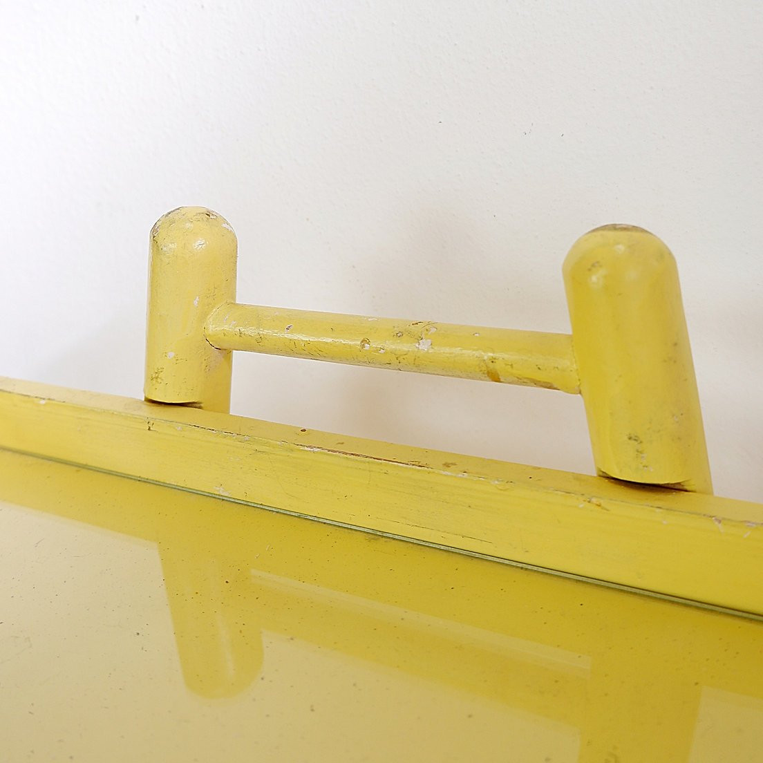 Vintage Bar Cart In Yellow Lacquered Wood-photo-4
