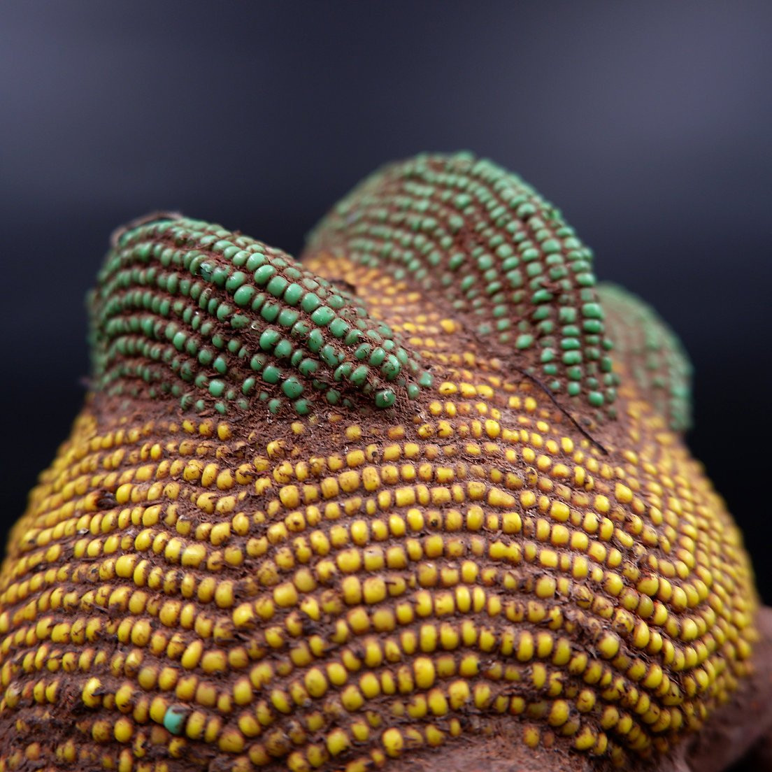 Paire de têtes africaines en terre cuite et perles sur socle -photo-2
