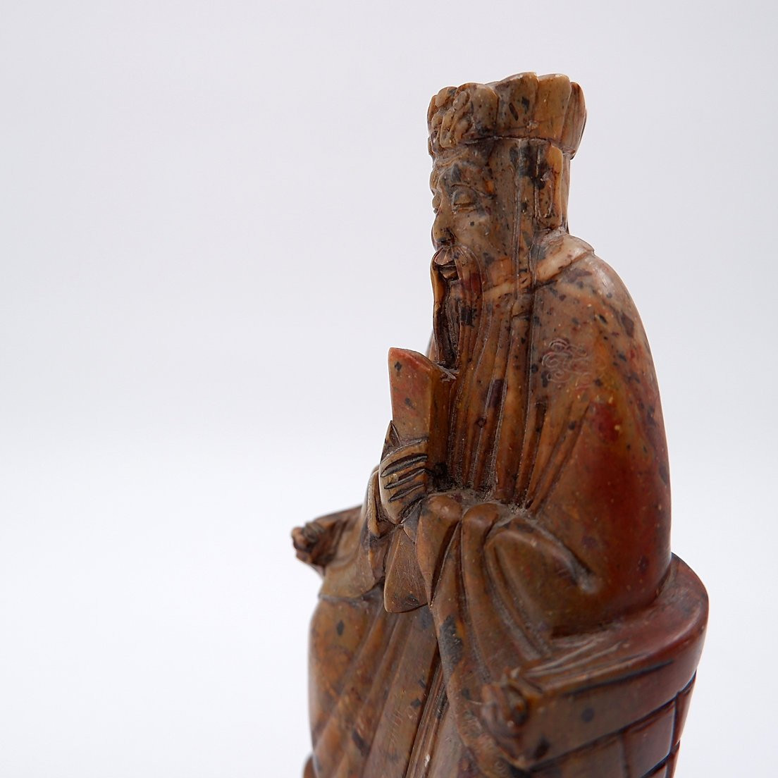 Carved Stone Seal Depicting A Seated Official, China, 20th Century-photo-2