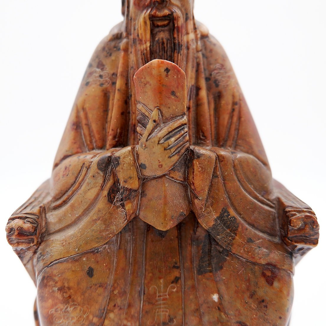 Carved Stone Seal Depicting A Seated Official, China, 20th Century-photo-4