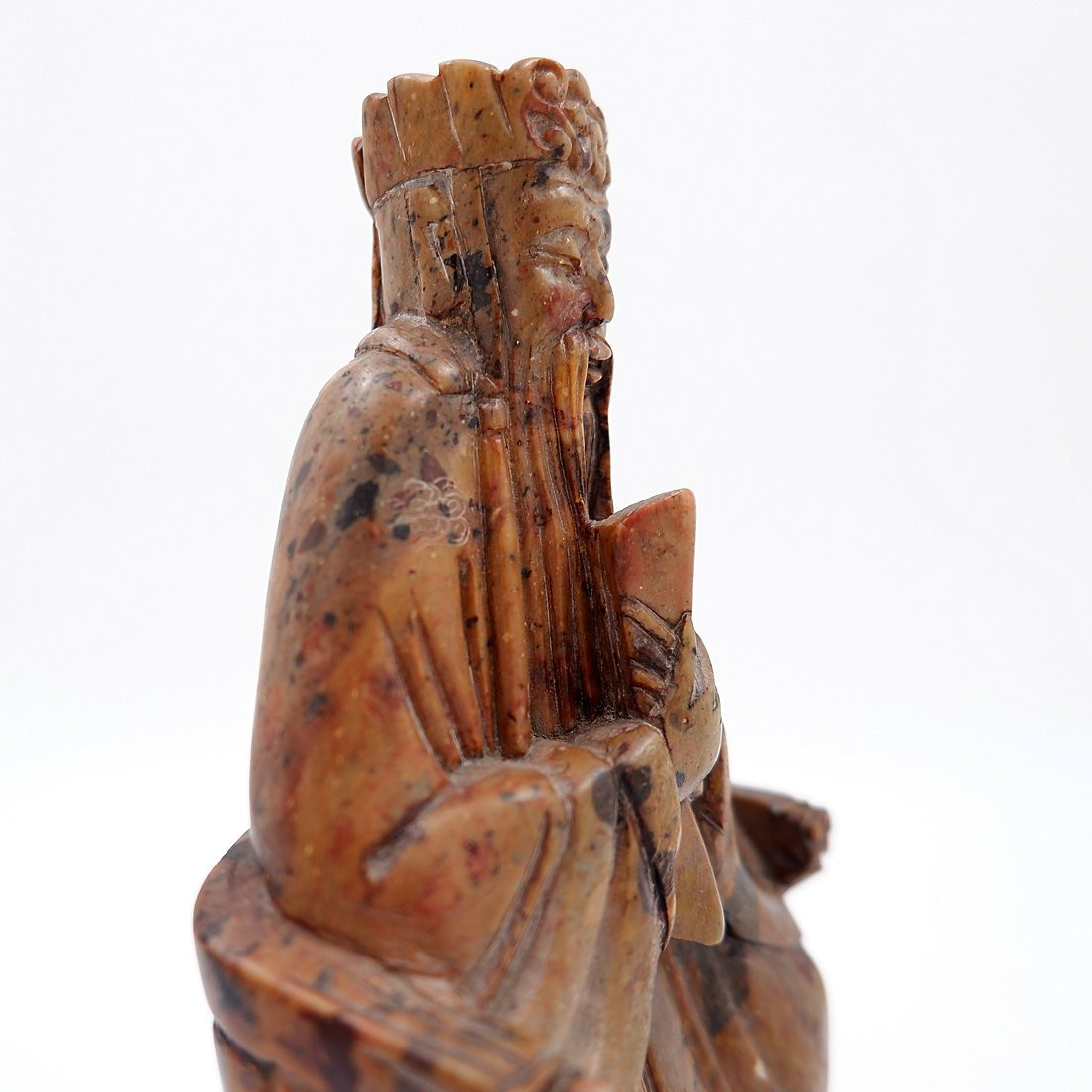 Carved Stone Seal Depicting A Seated Official, China, 20th Century-photo-5
