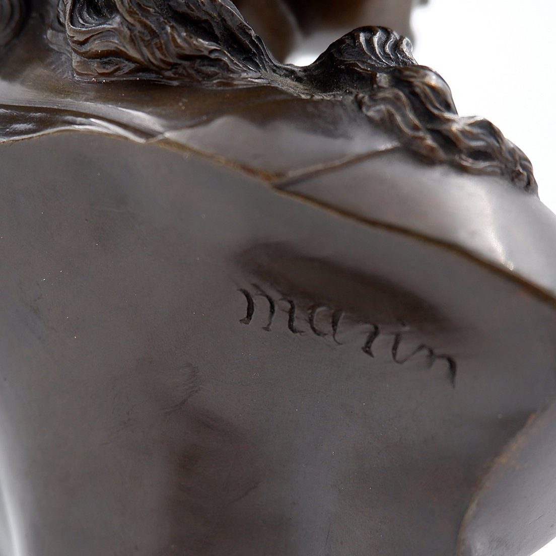 Bronze de J.C. Marin « Jeune Femme Couronnée de Fleurs », XIXe siècle-photo-4
