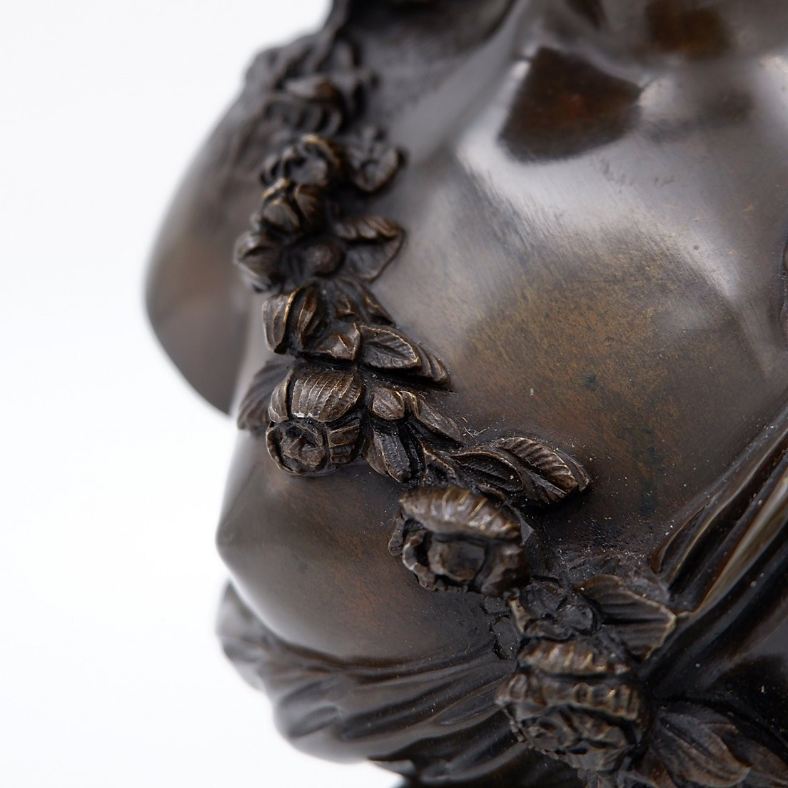 Bronze de J.C. Marin « Jeune Femme Couronnée de Fleurs », XIXe siècle-photo-1