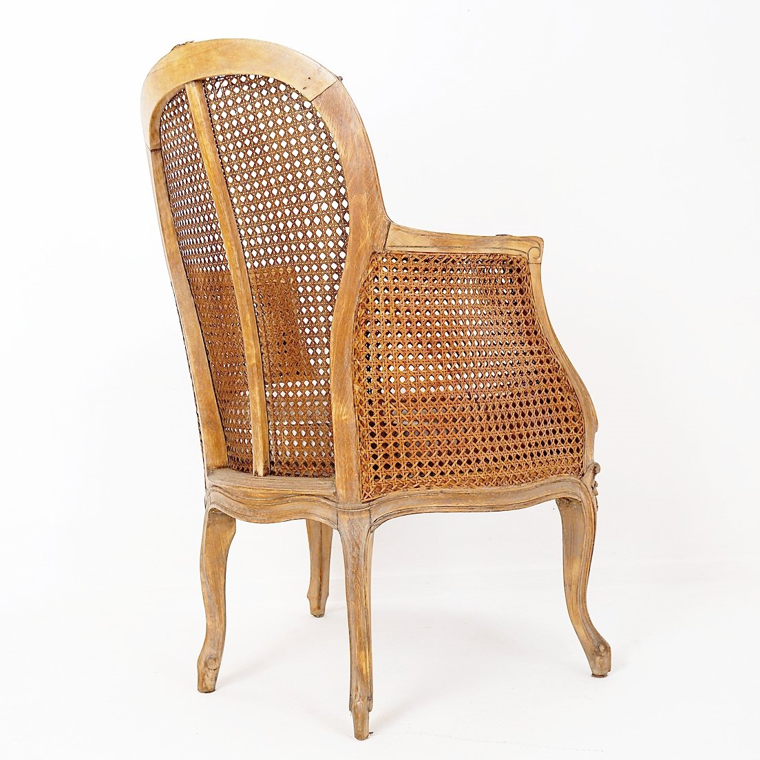 Louis XV Style Carved Armchair With Double Sided Cane Work On The Side Panels-photo-3