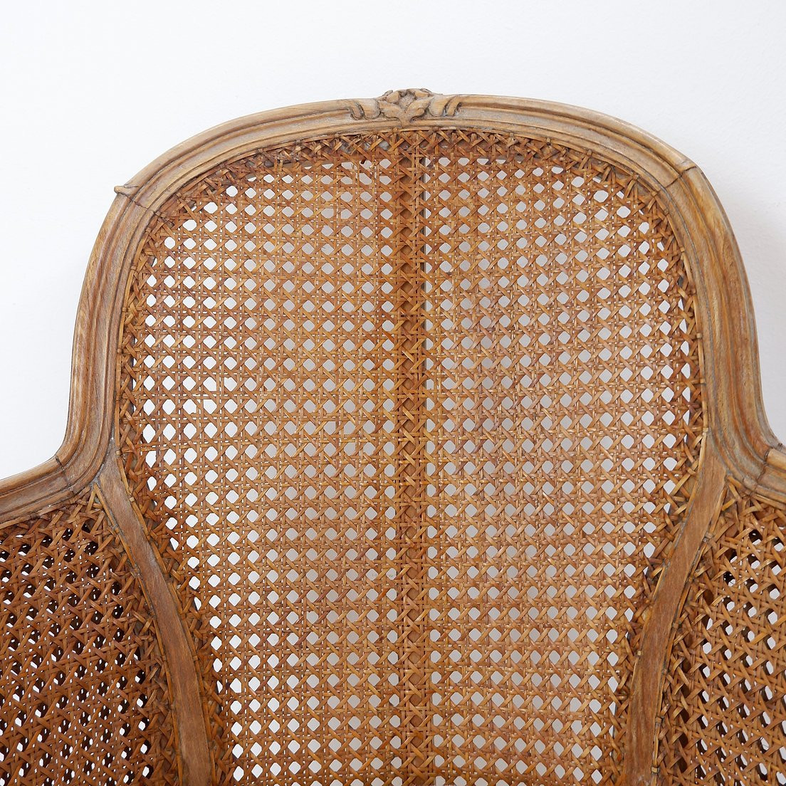 Louis XV Style Carved Armchair With Double Sided Cane Work On The Side Panels-photo-2