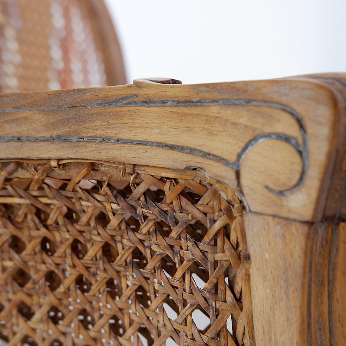 Louis XV Style Carved Armchair With Double Sided Cane Work On The Side Panels-photo-6