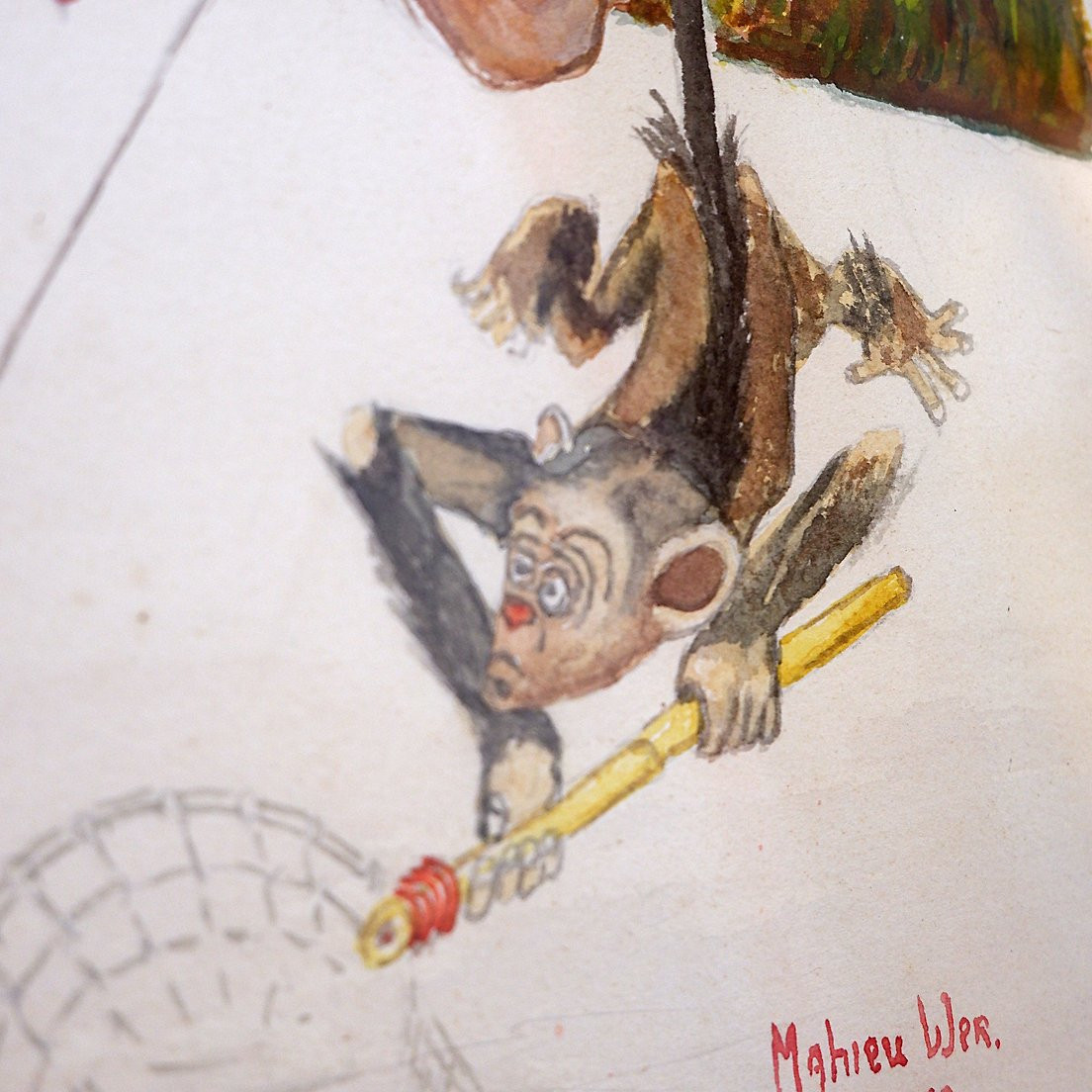 Vintage Watercolor On Paper Signed And Dated 1962-photo-5