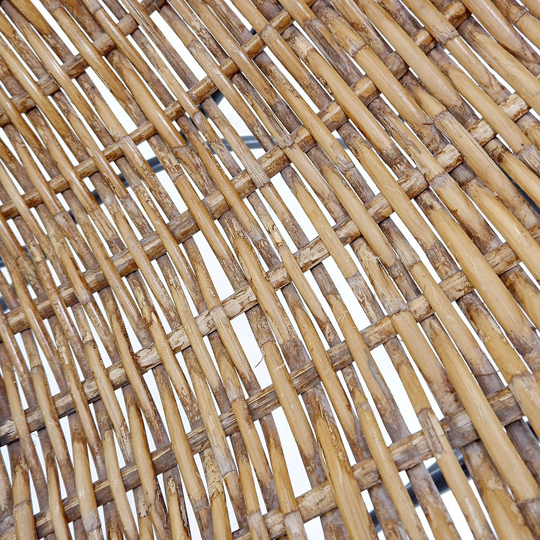 John Risley Style High-back Lounge Chair Solid Iron / Wicker France, 1950’s-photo-1