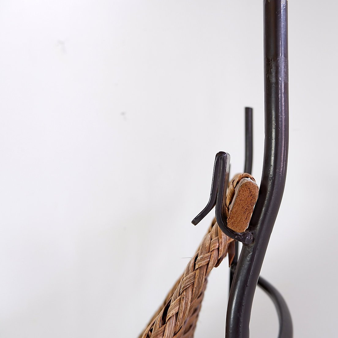 John Risley Style High-back Lounge Chair Solid Iron / Wicker France, 1950’s-photo-3