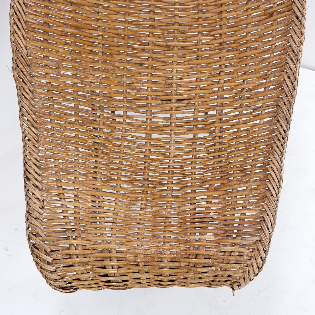 John Risley Style High-back Lounge Chair Solid Iron / Wicker France, 1950’s-photo-4