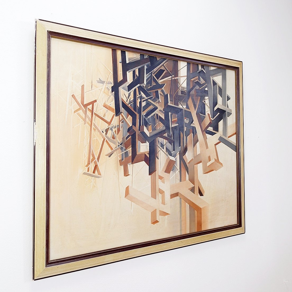 Alix Dufaux - Abstract Geometric Painting, 1967-photo-4