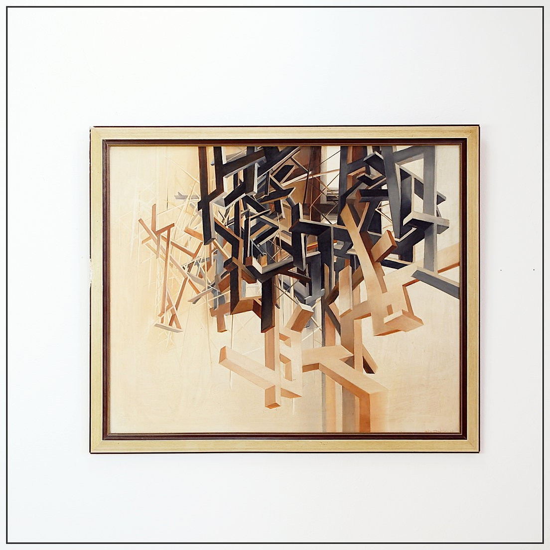 Alix Dufaux - Abstract Geometric Painting, 1967