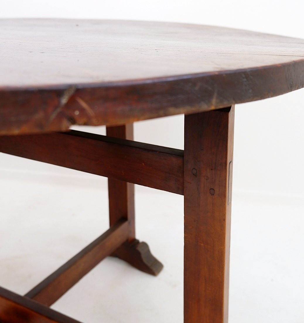 Table de vigneron pliable en chêne massif - Ø 110,5 cm-photo-3