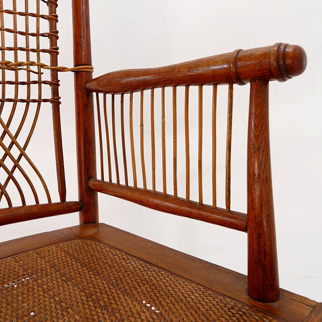 Chaise « Jardin d'Hiver » à dossier haut en bois et osier-photo-4