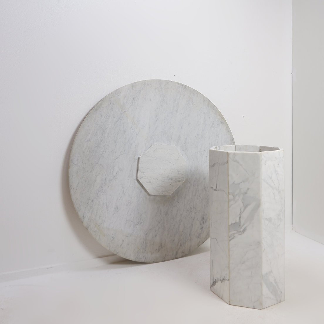Vintage Round Marble Dining Table, 1970s - ø 113 Cm-photo-3