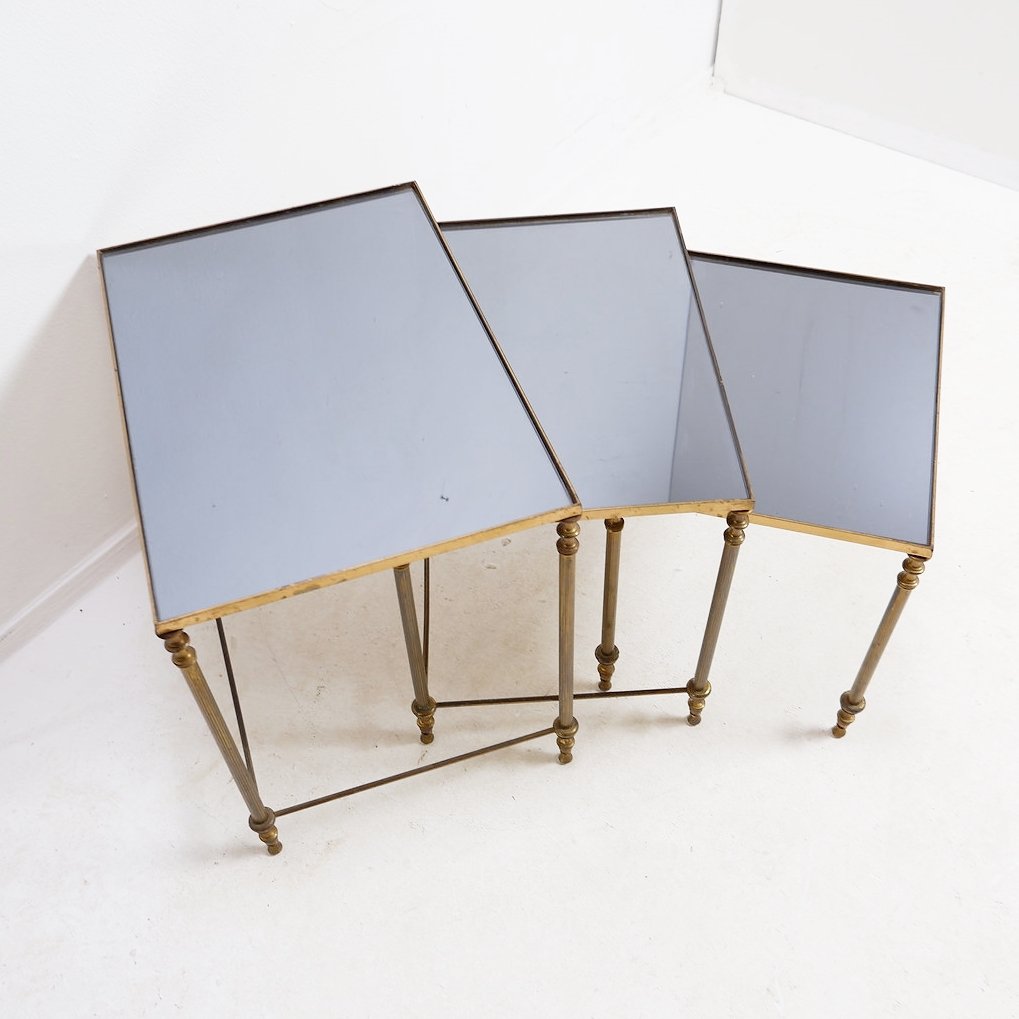 Set Of 3 Maison Jansen Style Nesting Tables - 1970s-photo-2