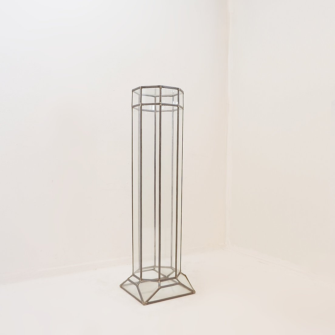 Colonne Art Déco exagonale en verre et zinc-photo-4