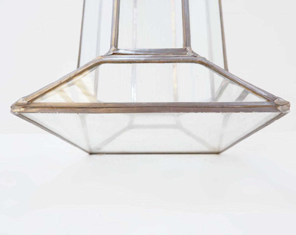 Colonne Art Déco exagonale en verre et zinc-photo-3