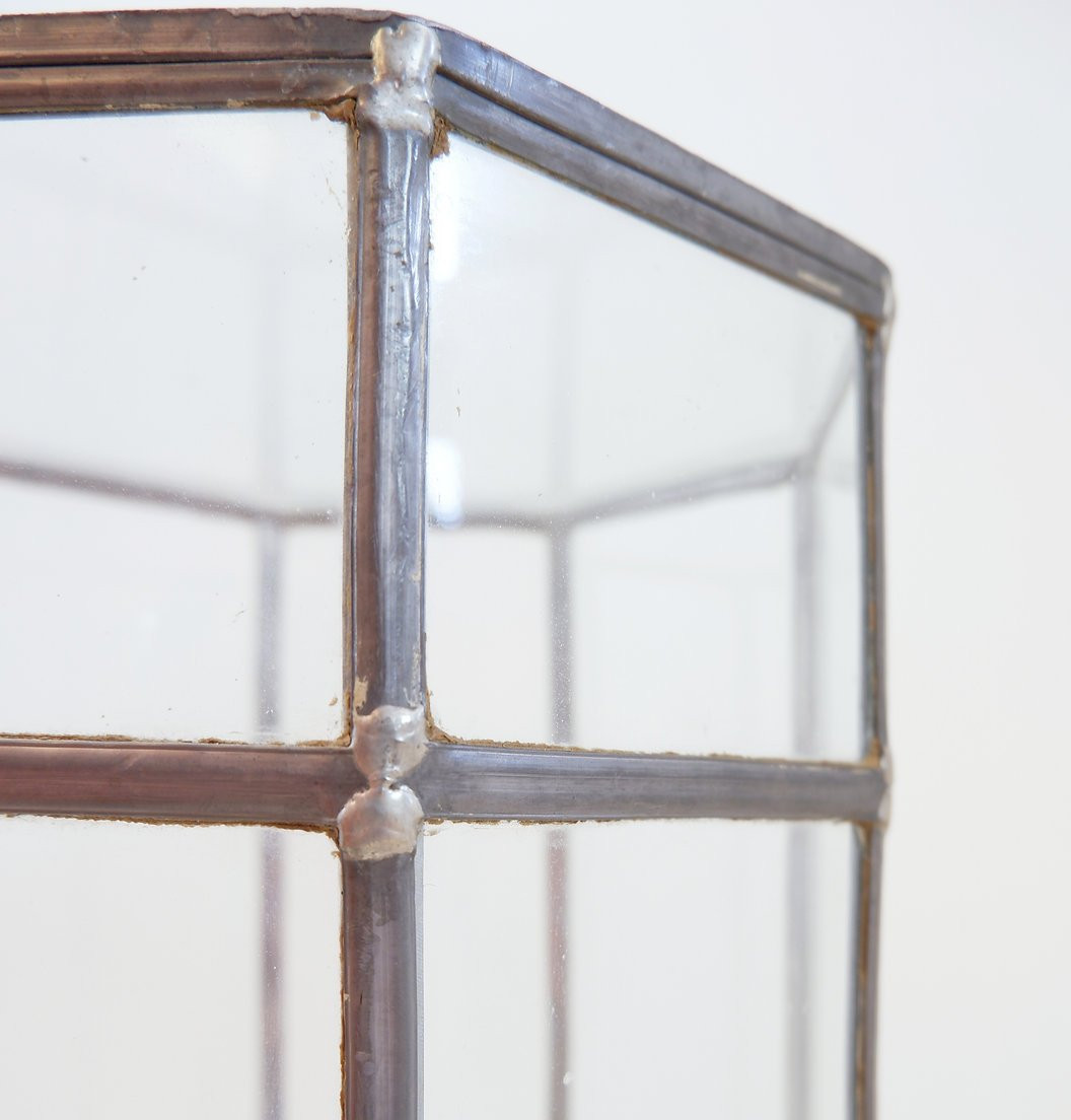 Colonne Art Déco exagonale en verre et zinc-photo-4