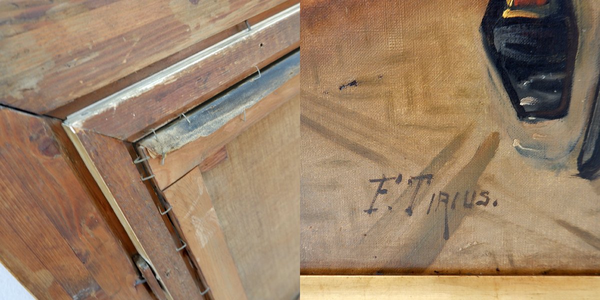 « Scène de taverne » Huile sur toile, XIXe siècle - Ferdinand Tirius (1896-1976)-photo-3