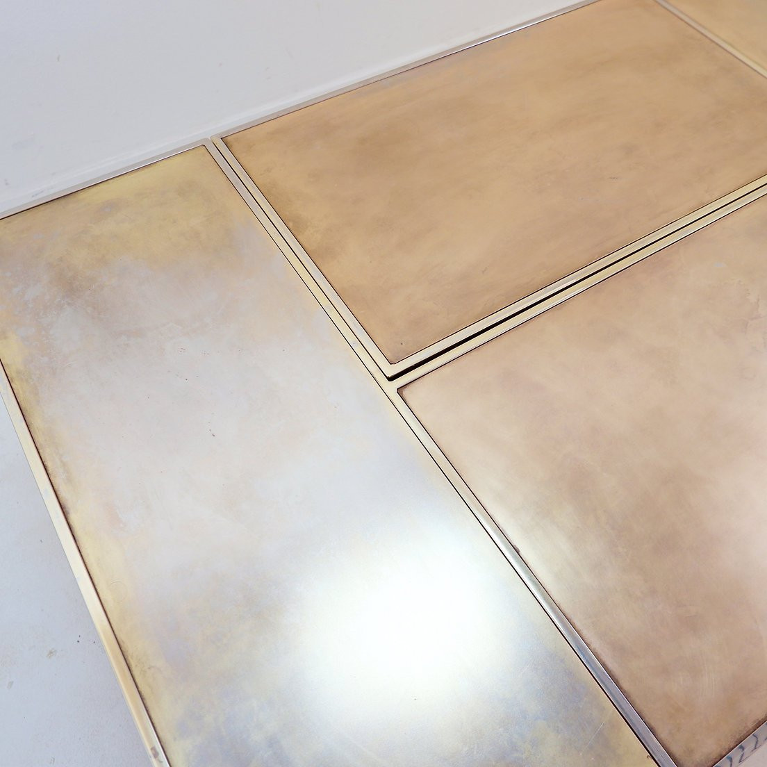 Vintage Belgo Chrome Sliding Coffee Table With Concealed Bar - 1970s-photo-1