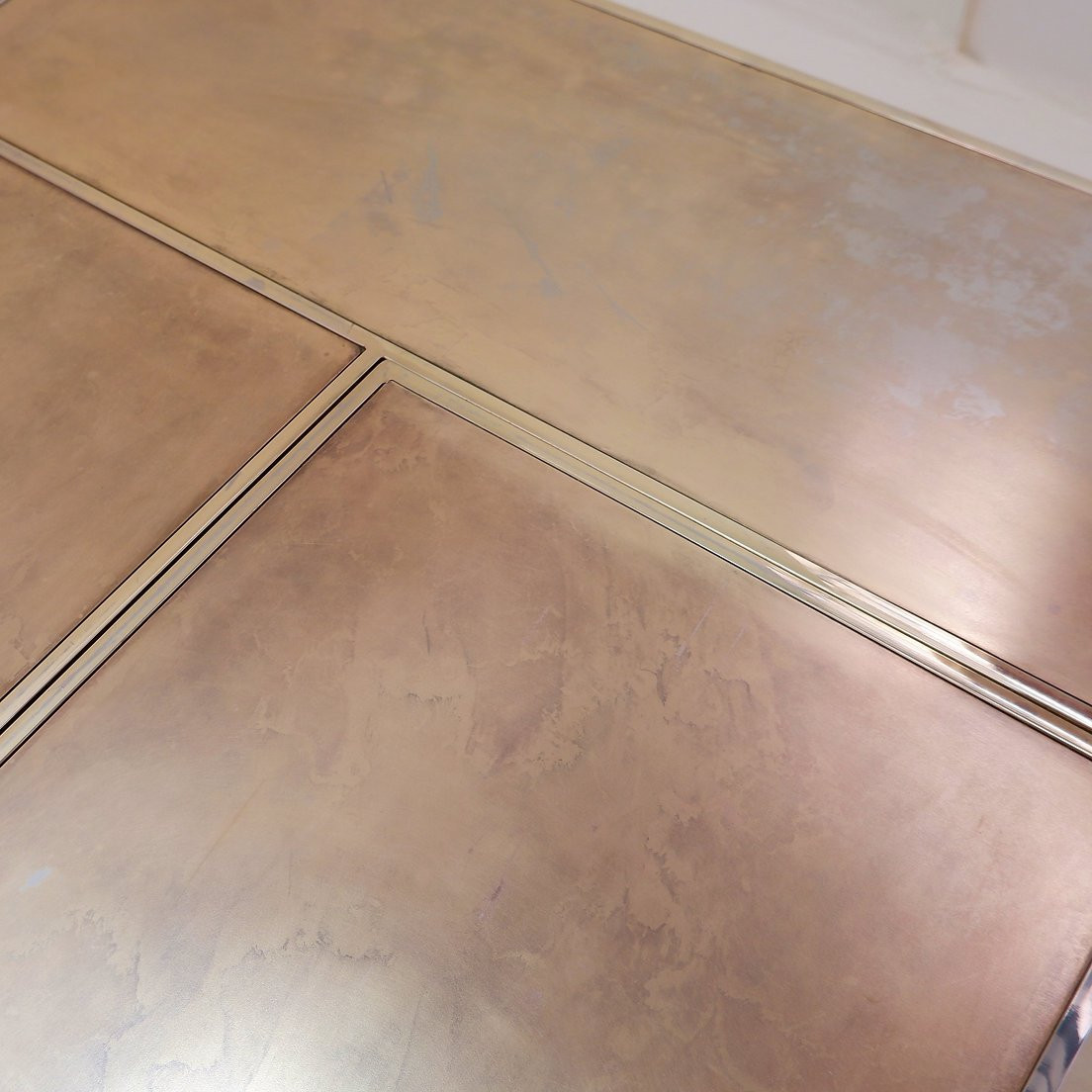 Vintage Belgo Chrome Sliding Coffee Table With Concealed Bar - 1970s-photo-2