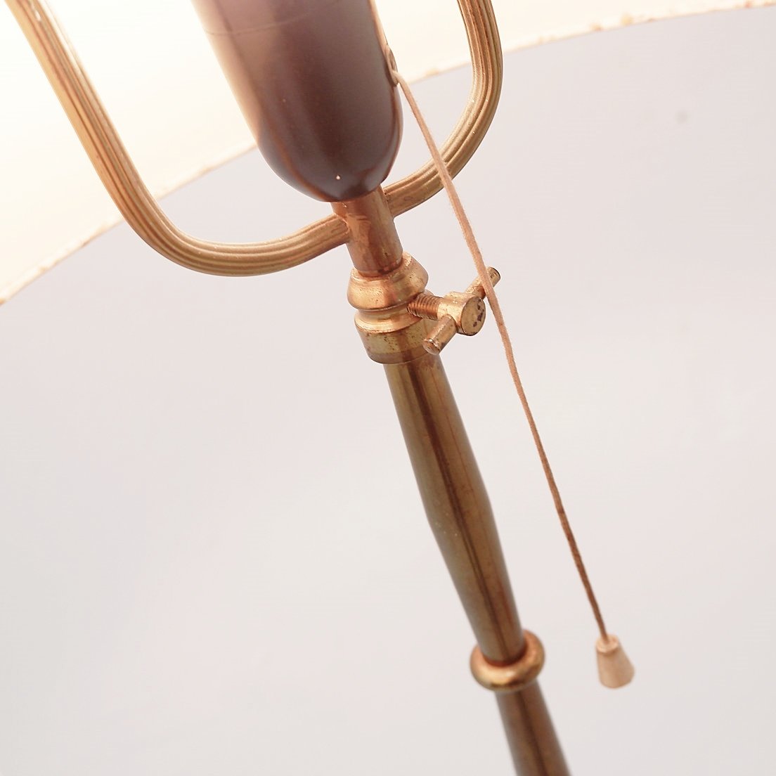 Brass Tripod Floor Lamp With Half Shade -photo-3