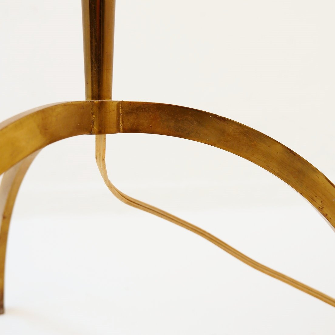 Brass Tripod Floor Lamp With Half Shade -photo-1