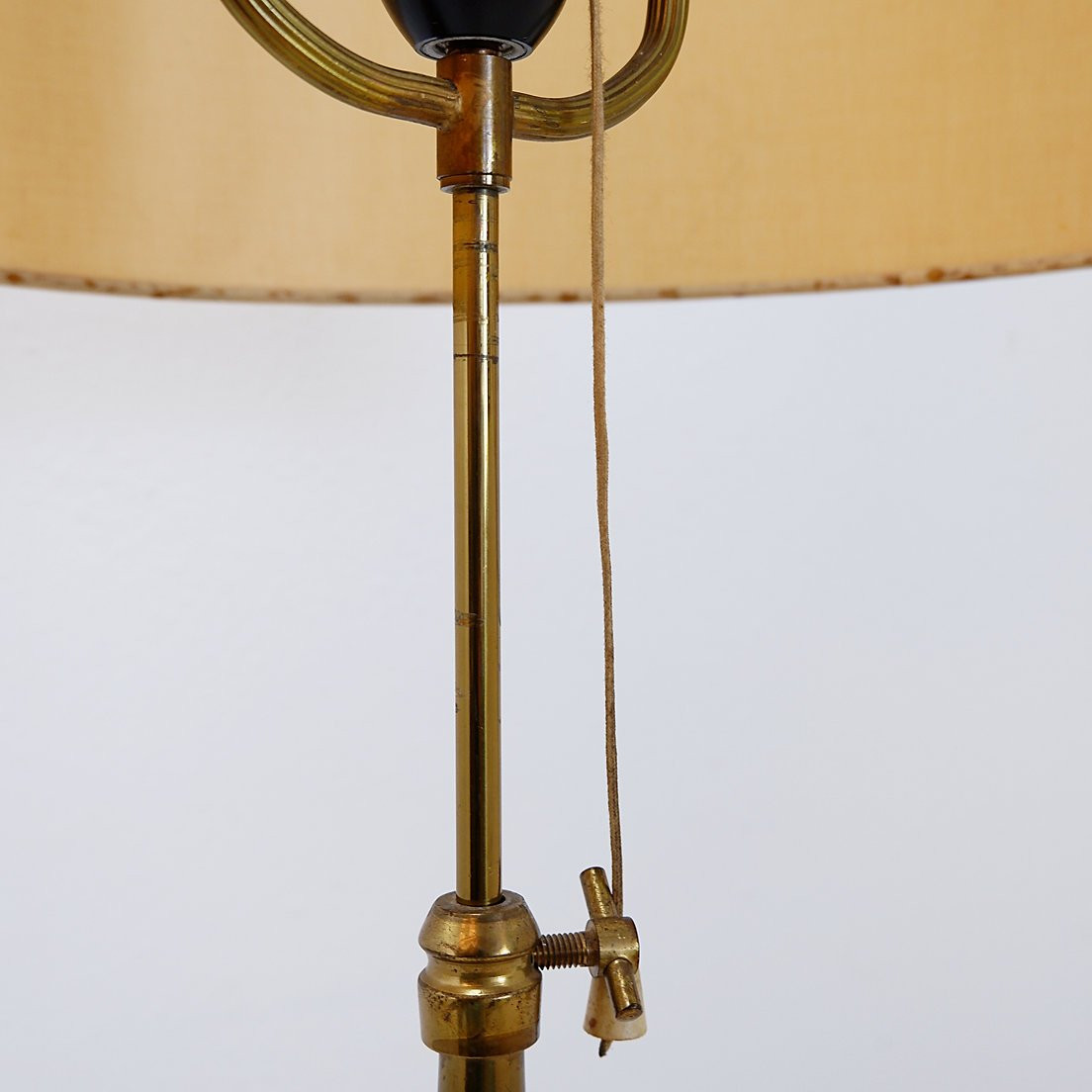 Brass Tripod Floor Lamp With Half Shade -photo-7