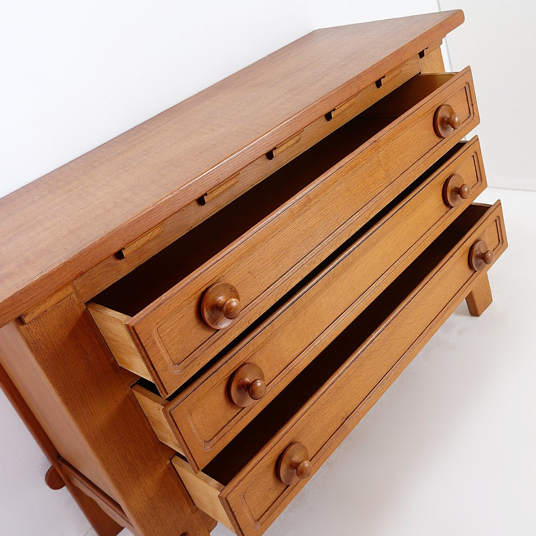 Guillerme And Chambron Style Three-drawer Chest Of Drawers - 1960s-photo-3