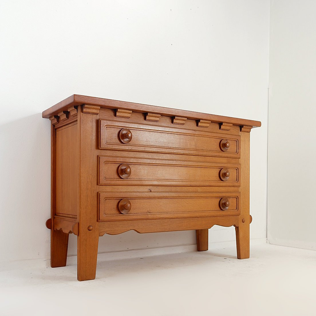 Guillerme And Chambron Style Three-drawer Chest Of Drawers - 1960s-photo-4
