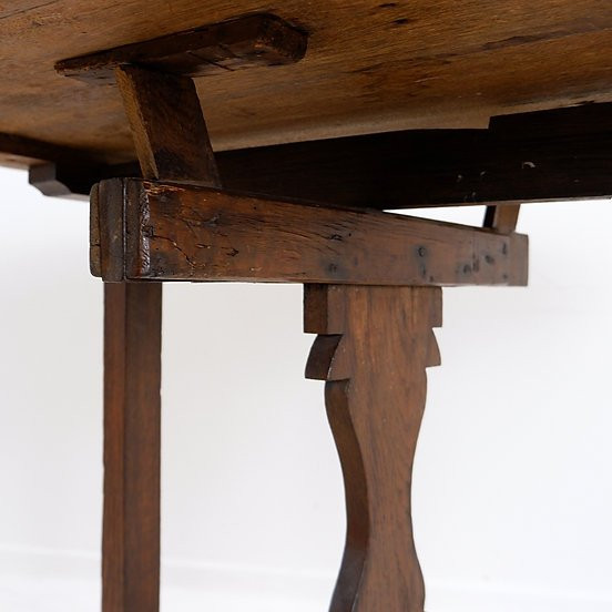 Table de vigneron pliante en chêne massif - Ø 90 cm-photo-7
