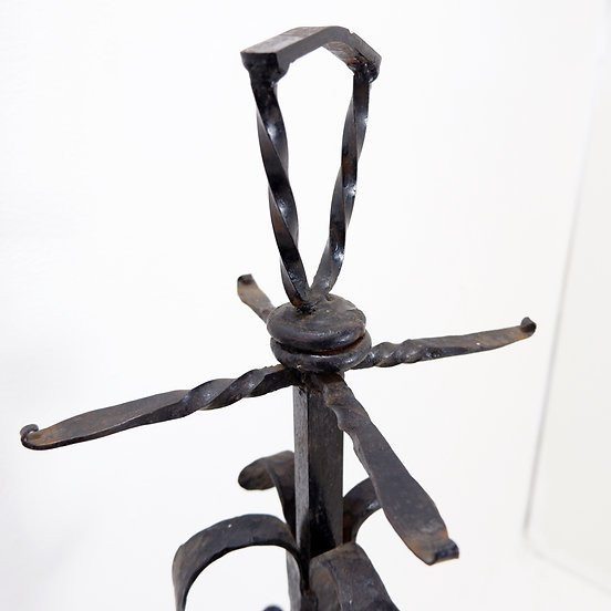 Large Hammered Wrought Iron Fireplace Set: H: 127cm -photo-5