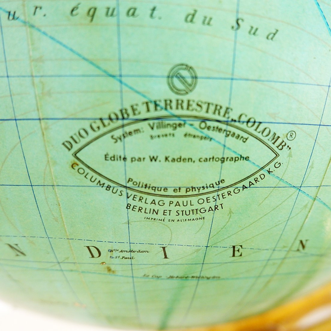 Illuminated Globe In Glass And Brass By Paul Oestergaard For Colombus Verlag-photo-3