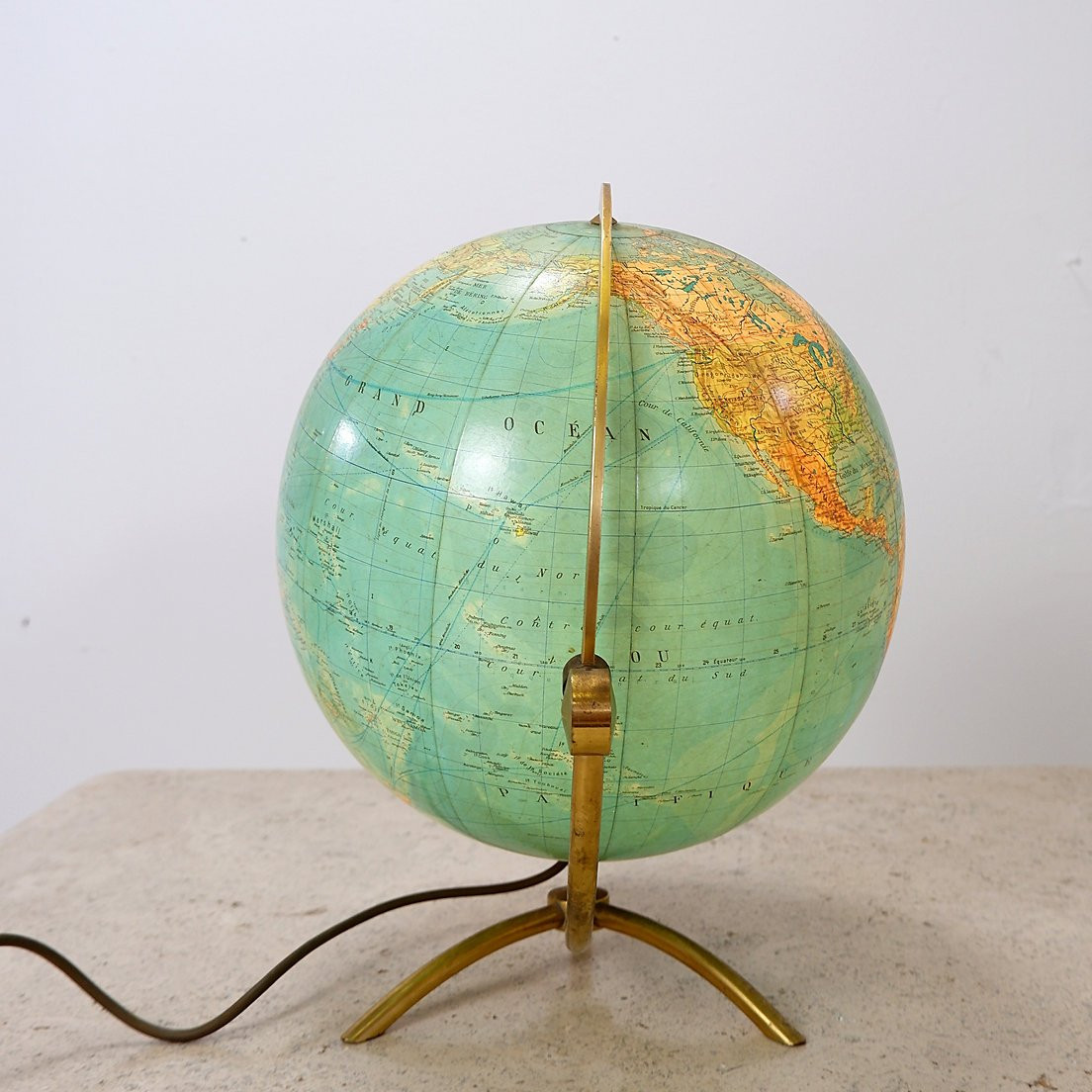 Illuminated Globe In Glass And Brass By Paul Oestergaard For Colombus Verlag-photo-4