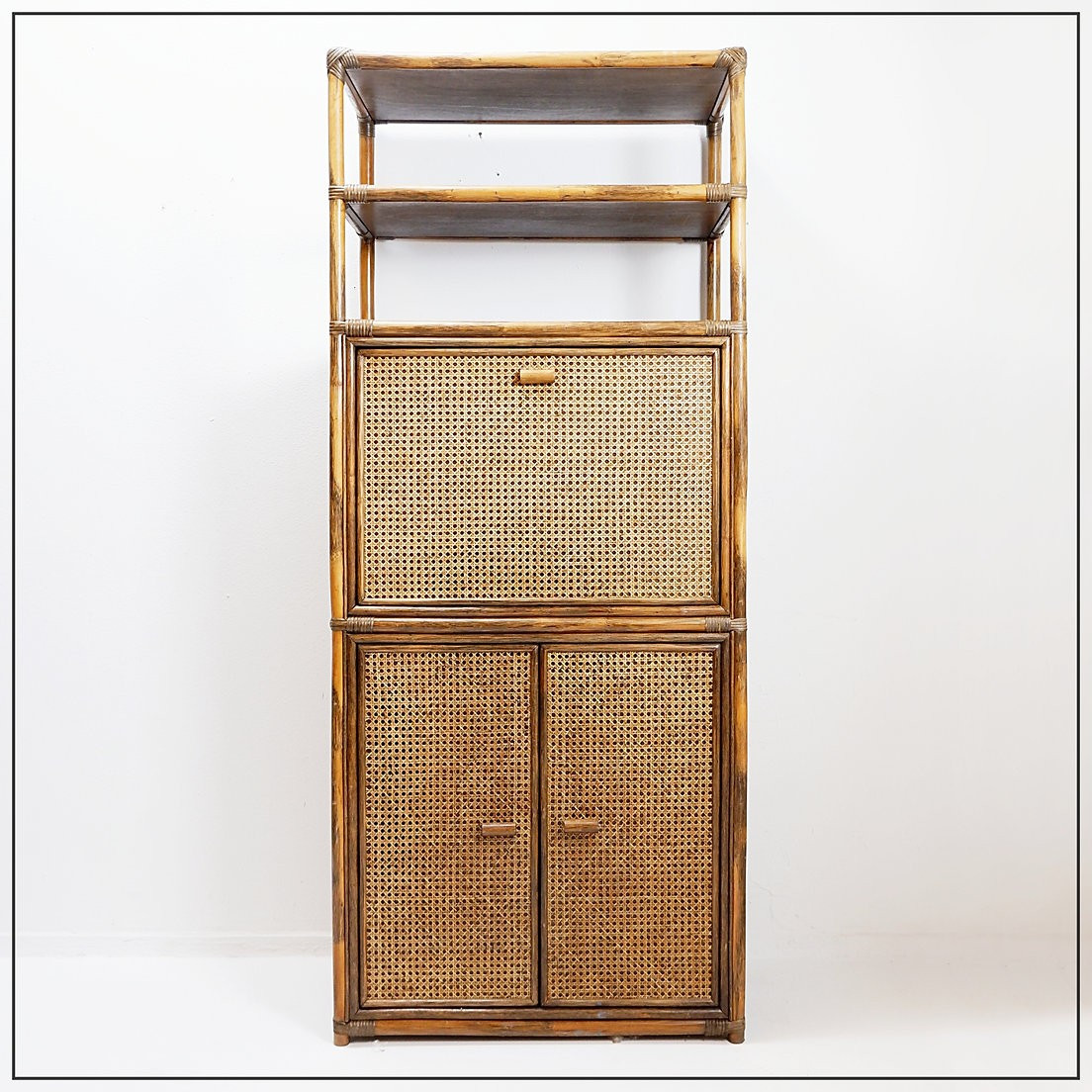70s Bamboo And Rattan Shelf/bar