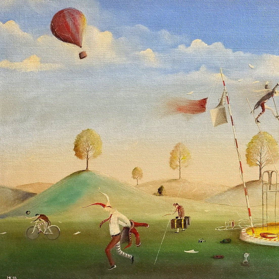 Miroslav Krofián "the Abolition Of The House Of Education" Oil On Canvas - Czech 1990-photo-2