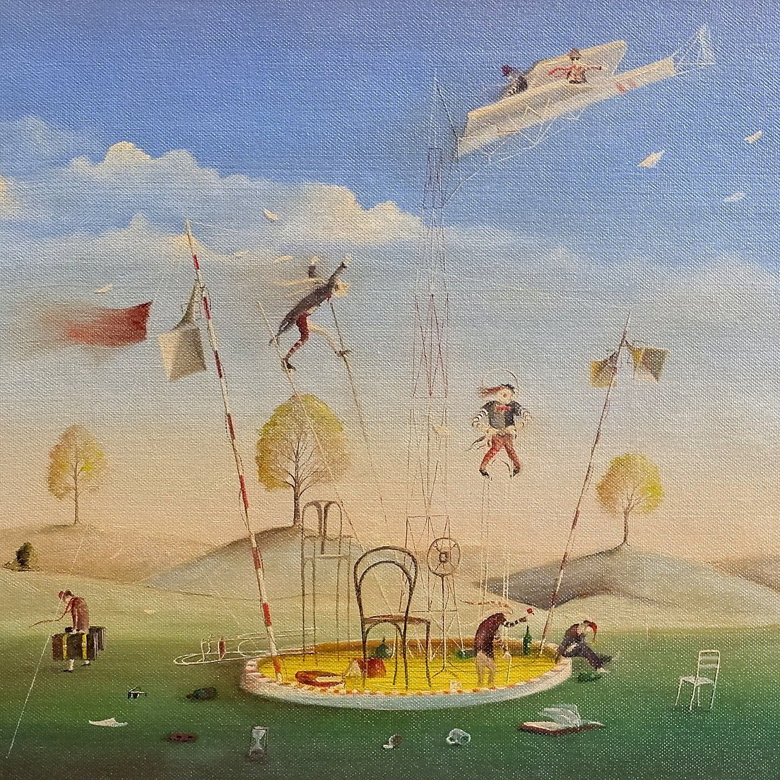 Miroslav Krofián "the Abolition Of The House Of Education" Oil On Canvas - Czech 1990-photo-3