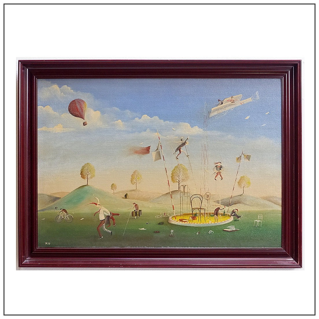 Miroslav Krofián "the Abolition Of The House Of Education" Oil On Canvas - Czech 1990